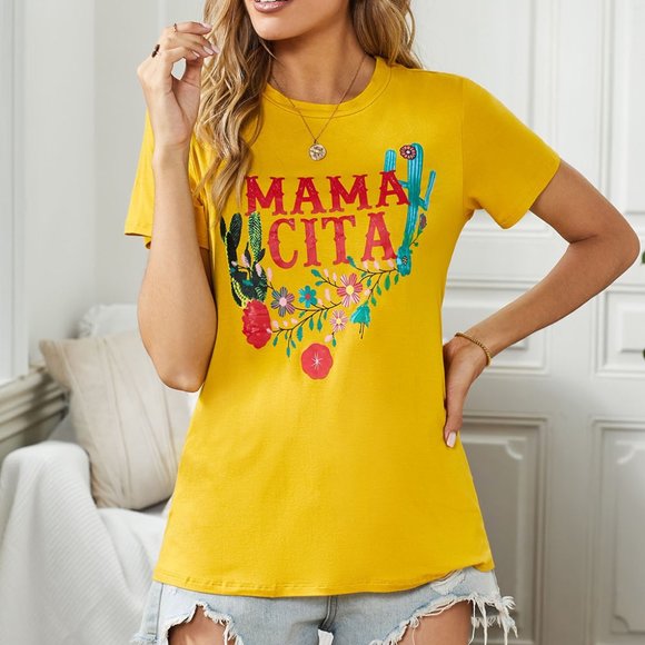 Mamacita Yellow Floral Cactus Tee - Picture 7 of 16